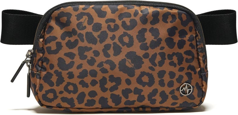 Pander Two Way Zipper Fanny Pack Nylon Everywhere Belt Bag for Women, Water Repellent Waist Packs, Crossbody Bags with Adjustable Strap (Midnight Leopard) - Image 1